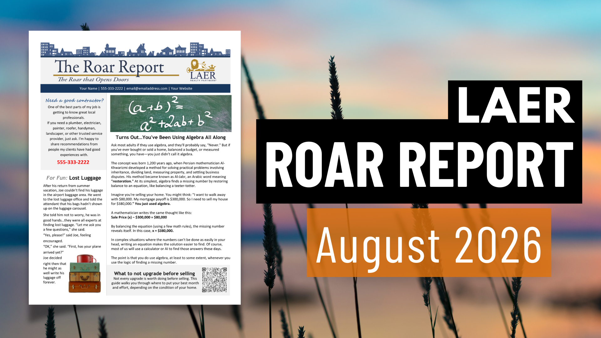 LAER Roar Report - August 2026